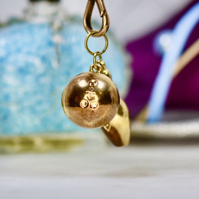 Bowling Ball & Skittle Pendant in 9ct Gold