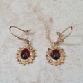 Reserved – Garnet Drop Earrings in 9ct Gold