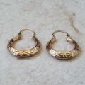 Patterned Hoop Earrings in 9ct Gold