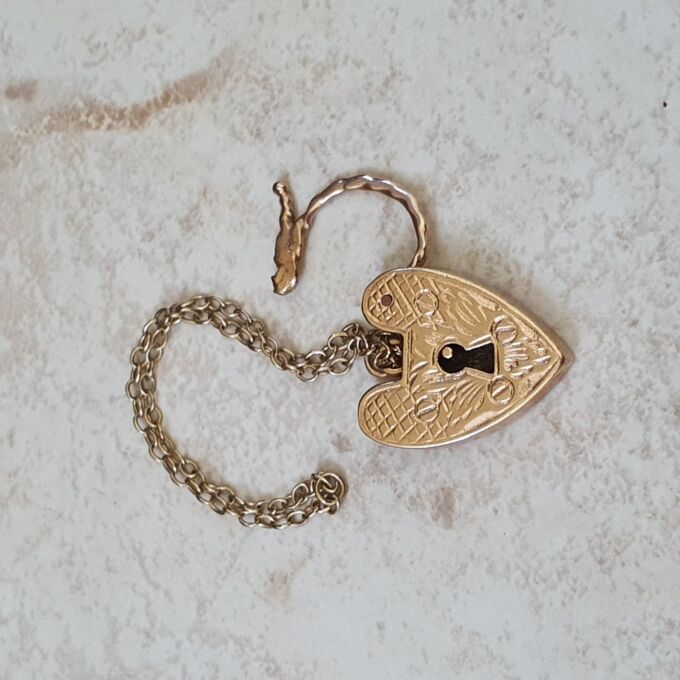 Engraved Front & Back Heart Padlock in 9ct Gold