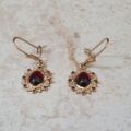 Reserved – Garnet Drop Earrings in 9ct Gold