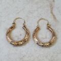 Patterned Hoop Earrings in 9ct Gold