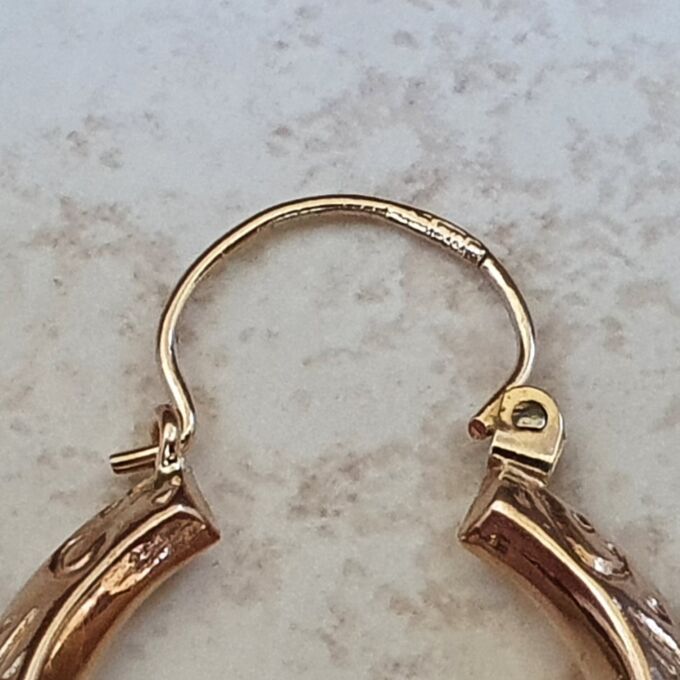 Patterned Hoop Earrings in 9ct Gold