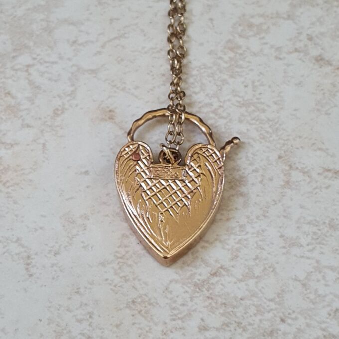 Engraved Front & Back Heart Padlock in 9ct Gold