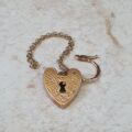 Engraved Front & Back Heart Padlock in 9ct Gold