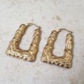 Large Geometric Handbag Shaped Earrings in 9ct Gold