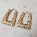 Large Geometric Handbag Shaped Earrings in 9ct Gold