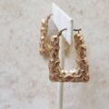 Large Geometric Handbag Shaped Earrings in 9ct Gold
