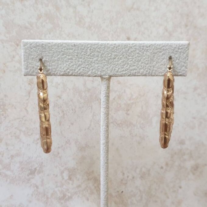 Large Geometric Handbag Shaped Earrings in 9ct Gold