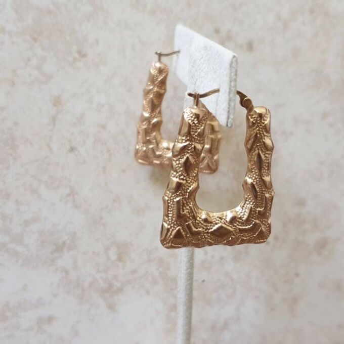 Large Geometric Handbag Shaped Earrings in 9ct Gold