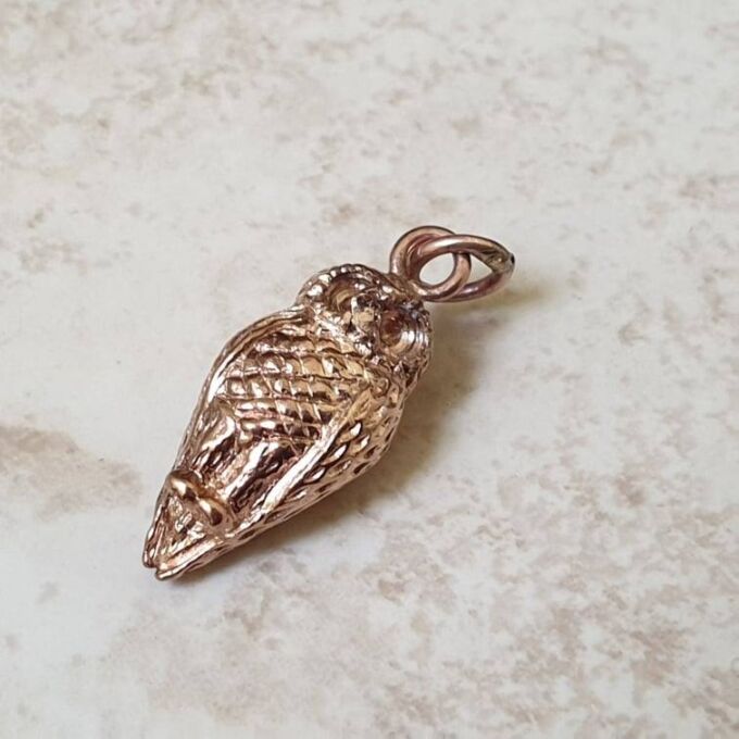 Reserved – Heavyweight Owl Pendant in 9ct Gold