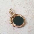 Antique Carnelian and Bloodstone Spinner Fob Pendant in 9ct Gold