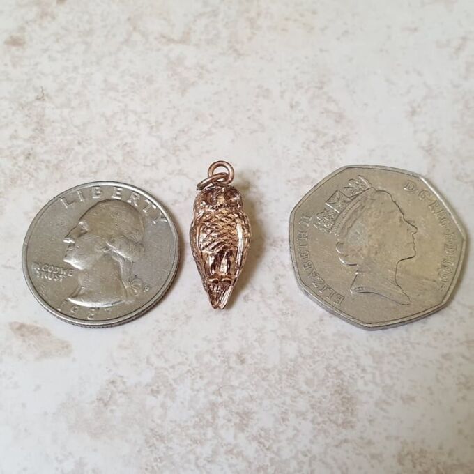 Reserved – Heavyweight Owl Pendant in 9ct Gold