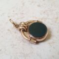 Antique Carnelian and Bloodstone Spinner Fob Pendant in 9ct Gold