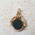 Antique Carnelian and Bloodstone Spinner Fob Pendant in 9ct Gold