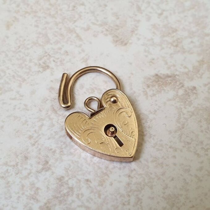 Small Engraved Front Padlock in 9ct Gold