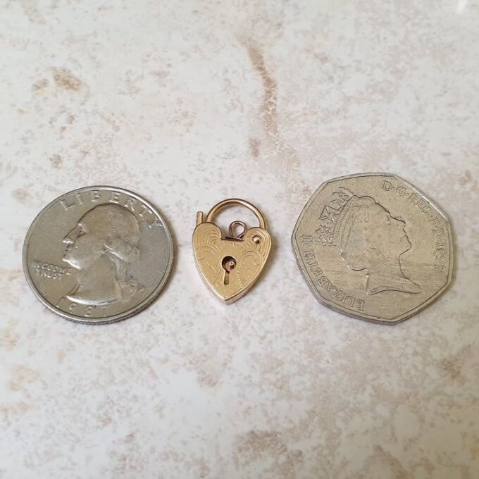 Small Engraved Front Padlock in 9ct Gold