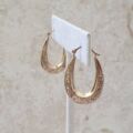 Oval Patterned Hoop Earrings in 9ct Gold