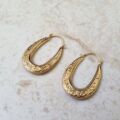 Oval Patterned Hoop Earrings in 9ct Gold