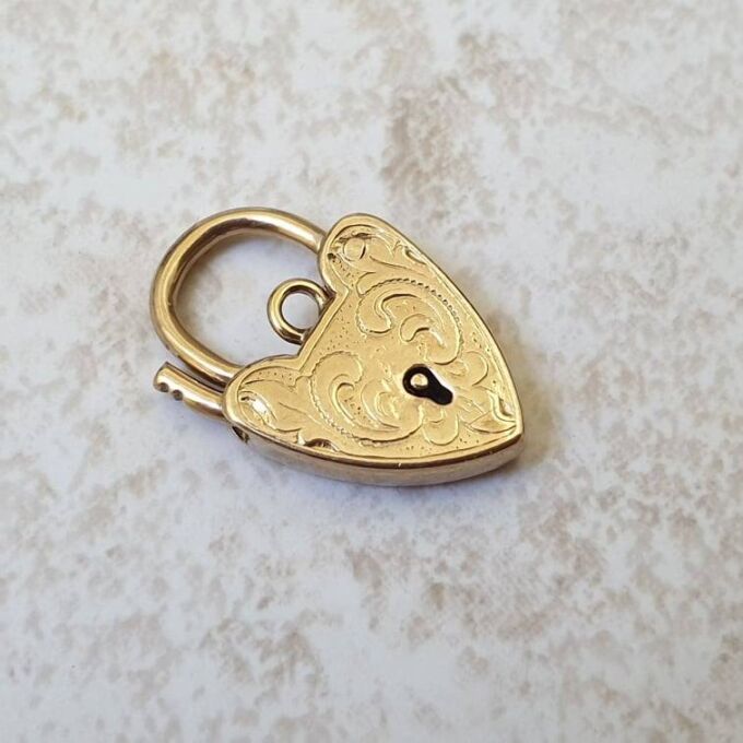 Small Engraved Padlock in 9ct Gold