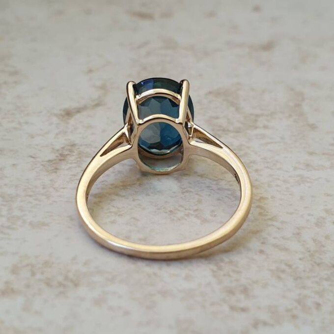 London Blue Topaz Solitaire Ring in 9ct Gold