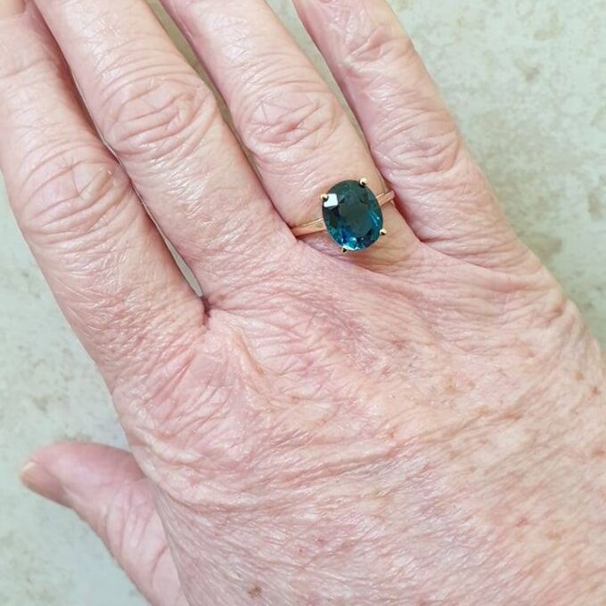 London Blue Topaz Solitaire Ring in 9ct Gold