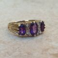 Three Stone Amethyst Ring in 9ct Gold