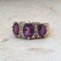 Three Stone Amethyst Ring in 9ct Gold