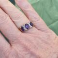 Three Stone Amethyst Ring in 9ct Gold