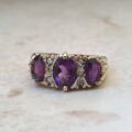 Three Stone Amethyst Ring in 9ct Gold