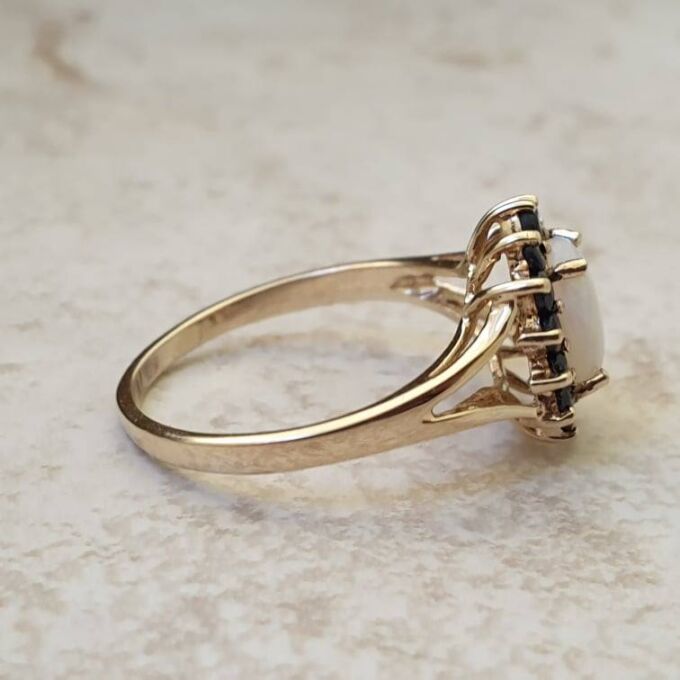 Opal & Sapphire Ring in 9ct Gold