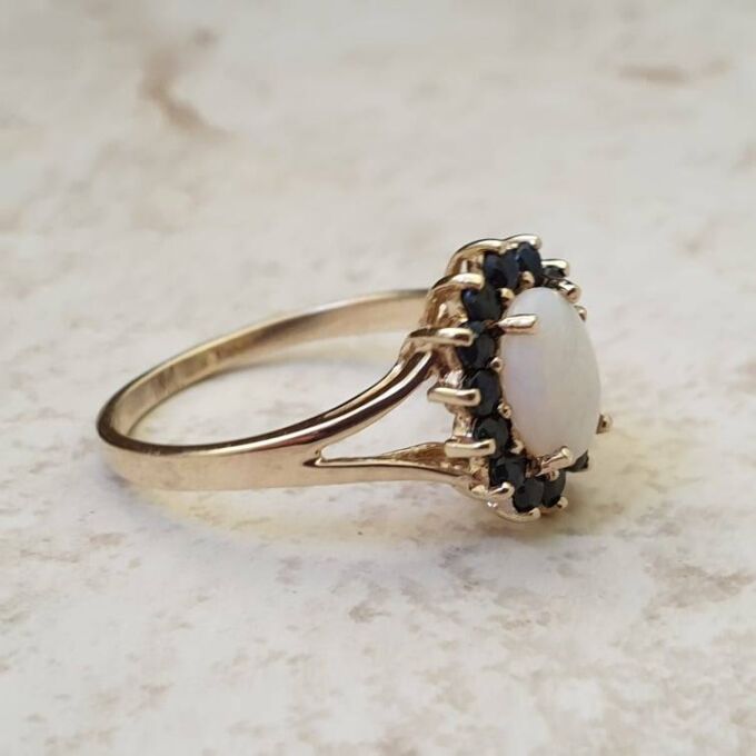 Opal & Sapphire Ring in 9ct Gold