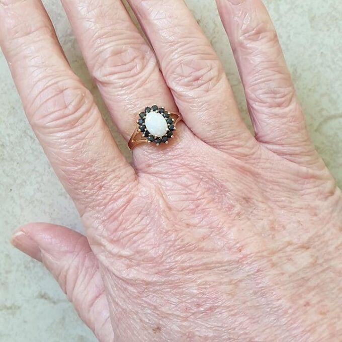 Opal & Sapphire Ring in 9ct Gold