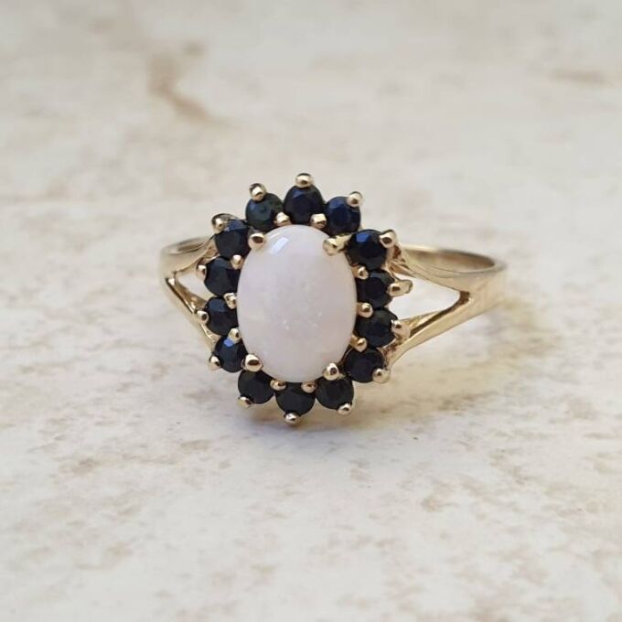 Opal & Sapphire Ring in 9ct Gold