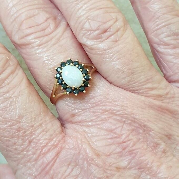 Opal & Sapphire Ring in 9ct Gold