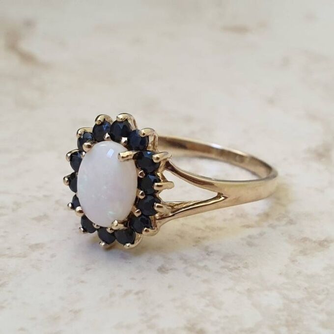 Opal & Sapphire Ring in 9ct Gold