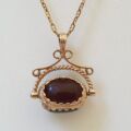 Three Stone Spinner Fob Pendant in 9ct Gold