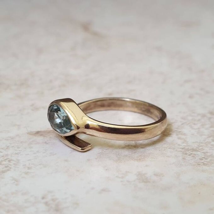 Sky Blue Topaz Snake Ring in 9ct Gold