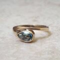 Sky Blue Topaz Snake Ring in 9ct Gold