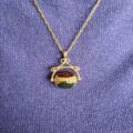 Three Stone Spinner Fob Pendant in 9ct Gold
