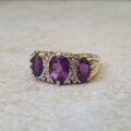 Three Stone Amethyst Ring in 9ct Gold