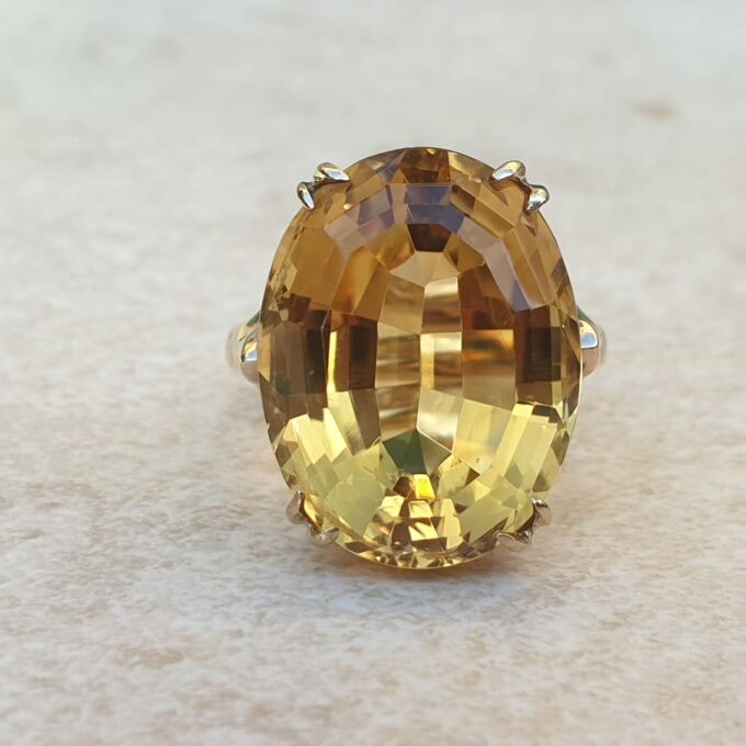 Huge Citrine Solitaire Ring in 9ct Gold