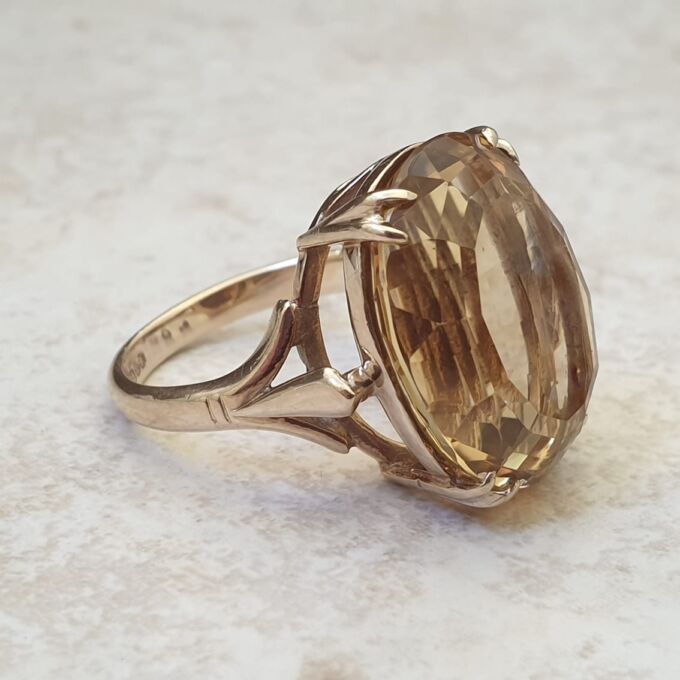 Huge Citrine Solitaire Ring in 9ct Gold