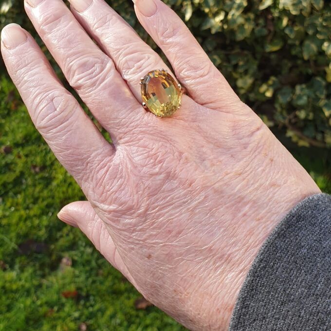 Huge Citrine Solitaire Ring in 9ct Gold