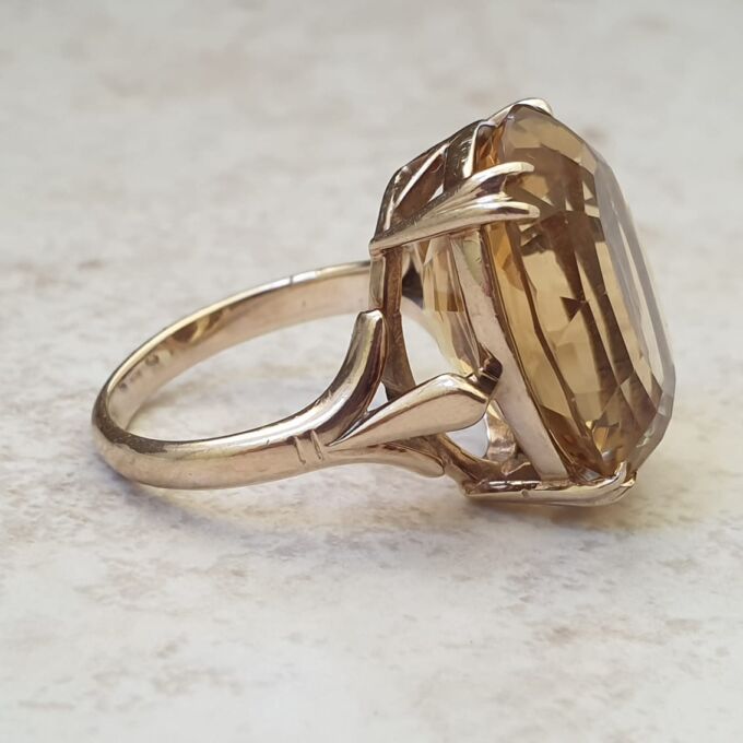 Huge Citrine Solitaire Ring in 9ct Gold