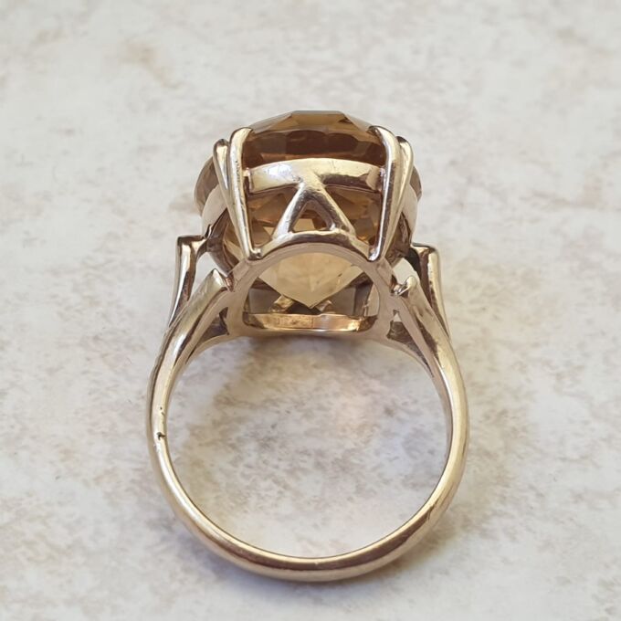 Huge Citrine Solitaire Ring in 9ct Gold