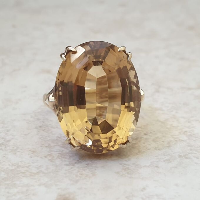 Huge Citrine Solitaire Ring in 9ct Gold