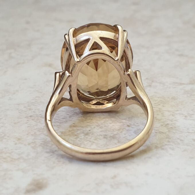 Huge Citrine Solitaire Ring in 9ct Gold