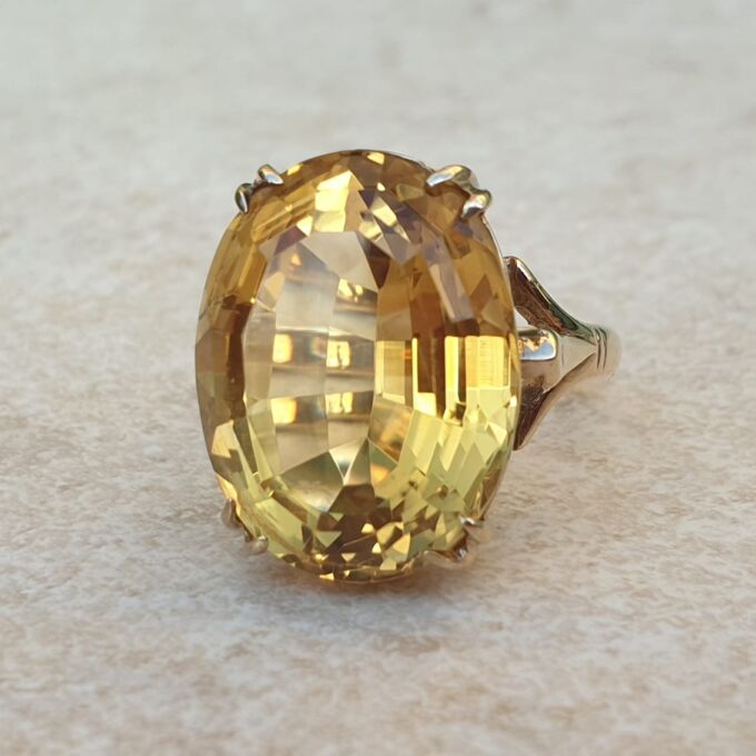 Huge Citrine Solitaire Ring in 9ct Gold