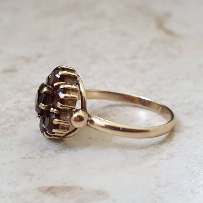 Reserved – Garnet Cluster Ring in 9ct Gold